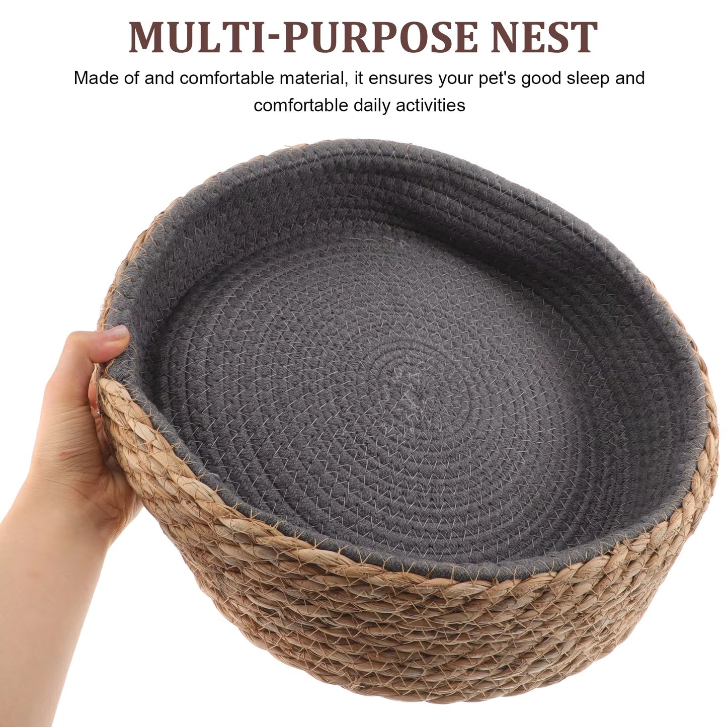 Woven Grass Wicker Pet Nest Bed