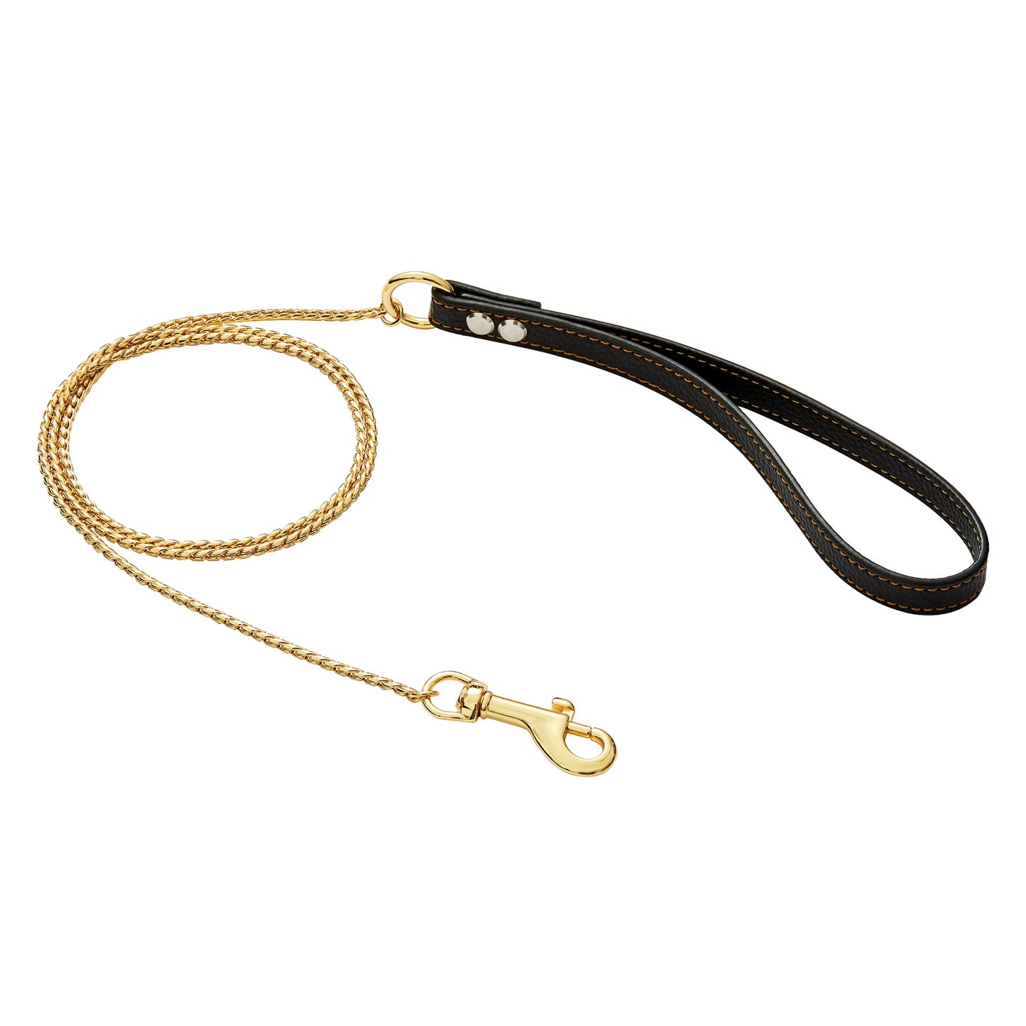 Sassy Barker Deluxe Gold 120cm Stainless Steel Dog Leash