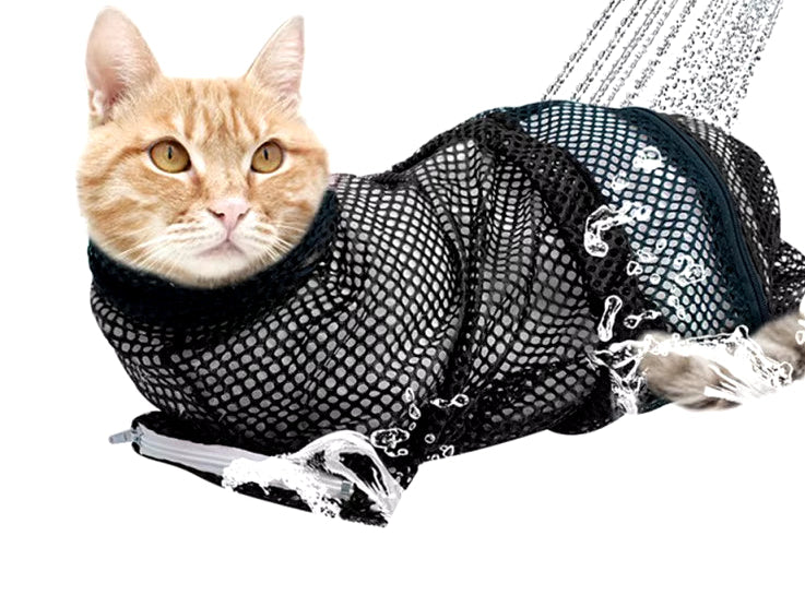 Mesh Pet Bath Bag Cats Grooming Washing Bags No Scratching Adjustable Cat Supplies Bath Clean Bag Pet Nail Trimming Bags