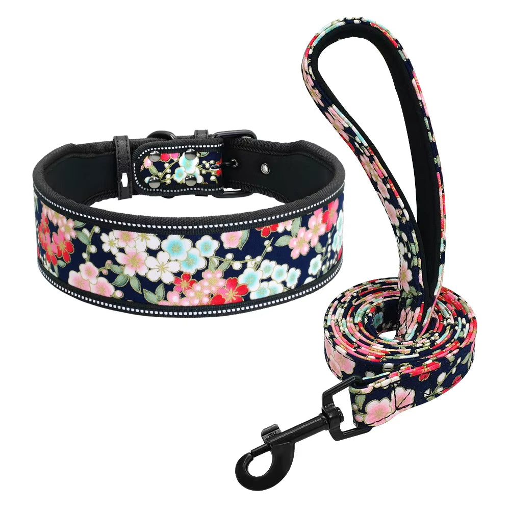 GlowStride Reflective Nylon Dog Collar & Leash Set