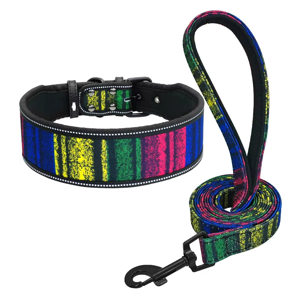 GlowStride Reflective Nylon Dog Collar & Leash Set