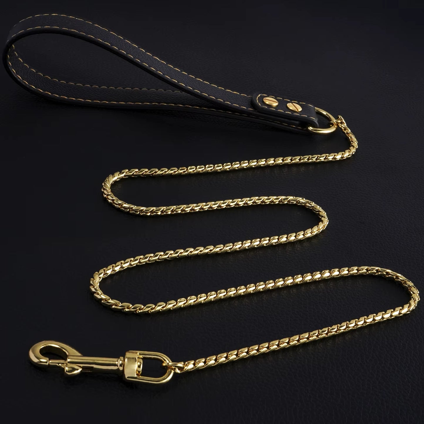 Sassy Barker Deluxe Gold 120cm Stainless Steel Dog Leash