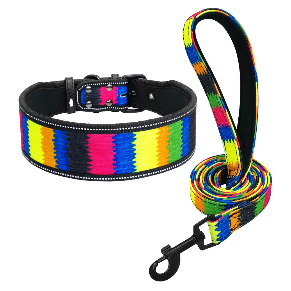 GlowStride Reflective Nylon Dog Collar & Leash Set