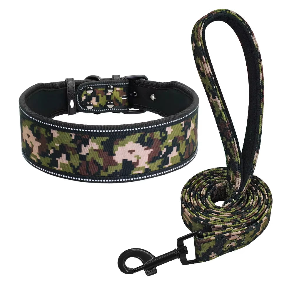 GlowStride Reflective Nylon Dog Collar & Leash Set