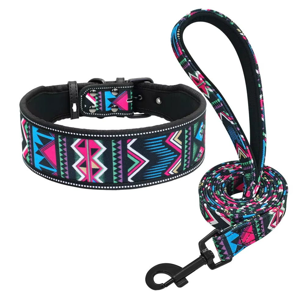 GlowStride Reflective Nylon Dog Collar & Leash Set