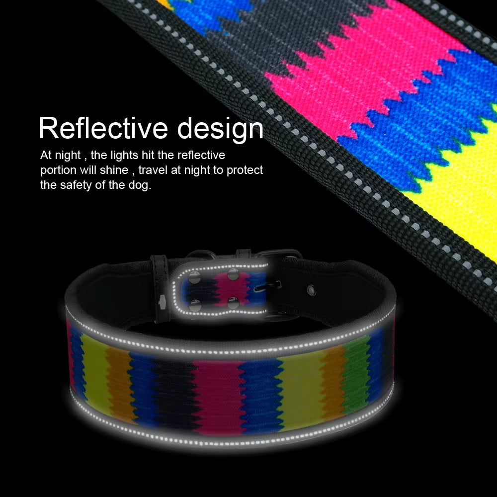 GlowStride Reflective Nylon Dog Collar & Leash Set