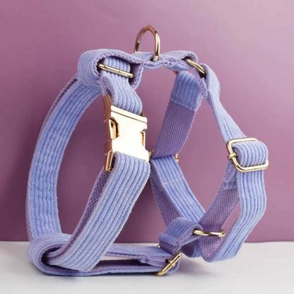 VelvetLux Purple Corduroy Dog Collar & Leash Set 