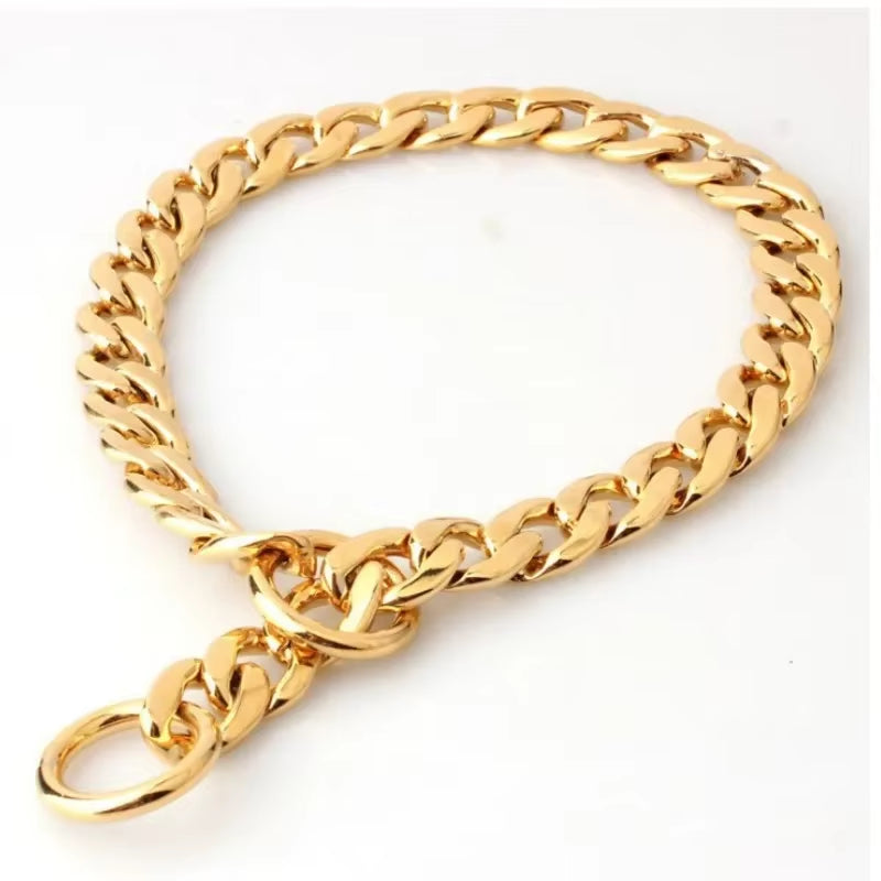 RoyalGuard Gold Stainless Steel Dog Chain Collar