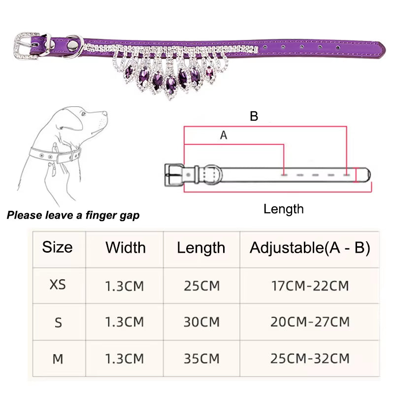 Sassy Cat Jeweled PU Leather Pet Collar with Rhinestone Buckle