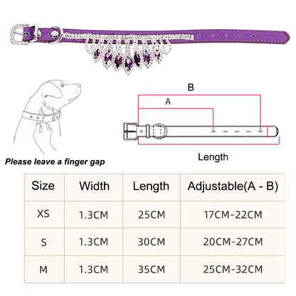 Sassy Cat Jeweled PU Leather Pet Collar with Rhinestone Buckle
