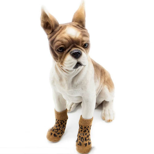 4Pcs Pet Socks – Warm Knitted Anti-Slip Socks for Dogs & Cats