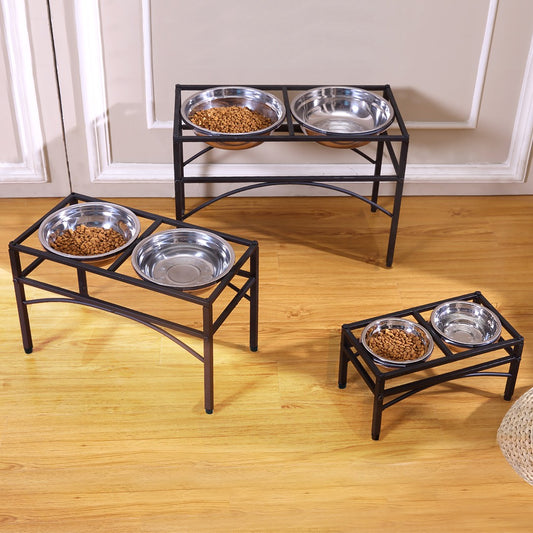 Pawevo Dual Elevated Stainless Steel Pet Feeder