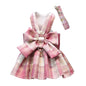 Paws & Lush Summer Plaid Bow Dog Dress with Leash Set