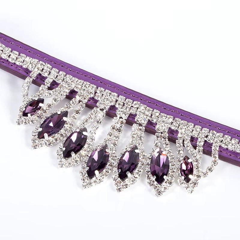 Sassy Cat Jeweled PU Leather Pet Collar with Rhinestone Buckle