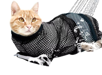 Mesh Pet Bath Bag Cats Grooming Washing Bags No Scratching Adjustable Cat Supplies Bath Clean Bag Pet Nail Trimming Bags
