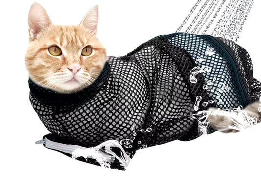 Mesh Pet Bath Bag Cats Grooming Washing Bags No Scratching Adjustable Cat Supplies Bath Clean Bag Pet Nail Trimming Bags