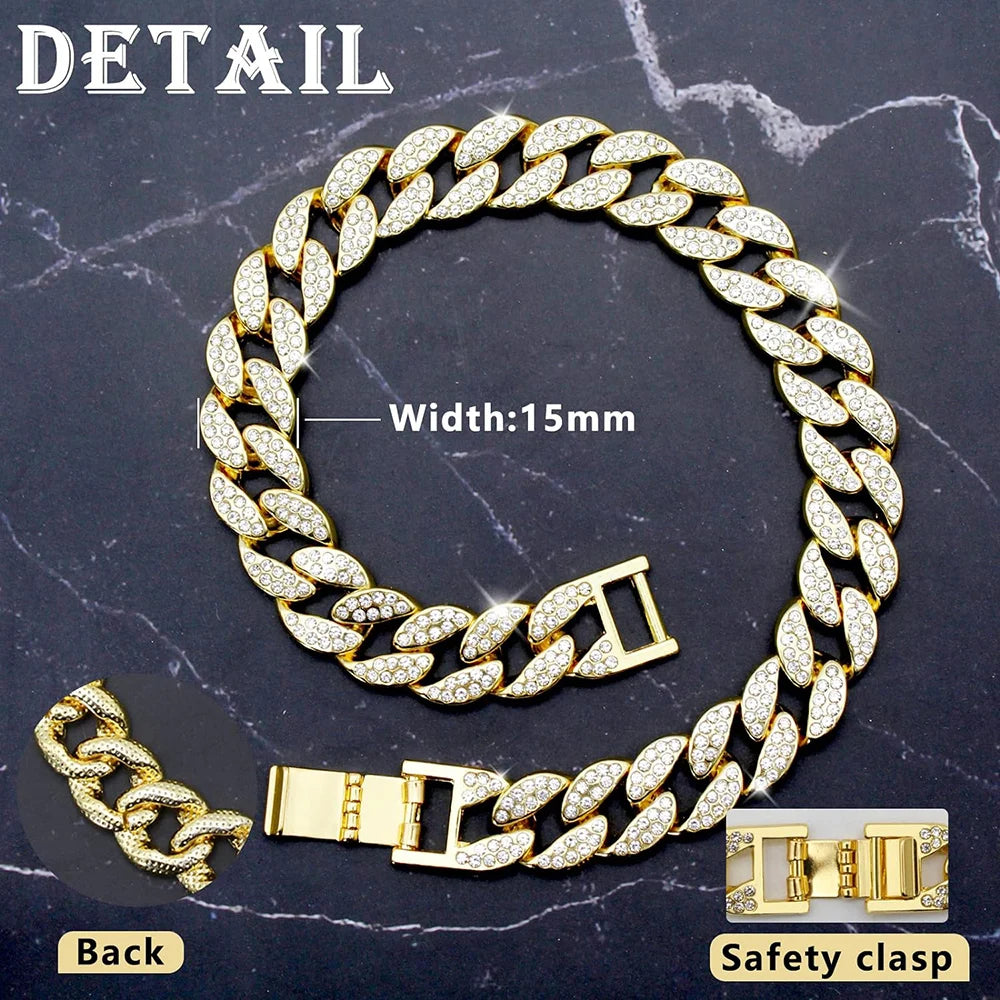 RoyalPaws Gold Diamond Cuban Link Dog Collar