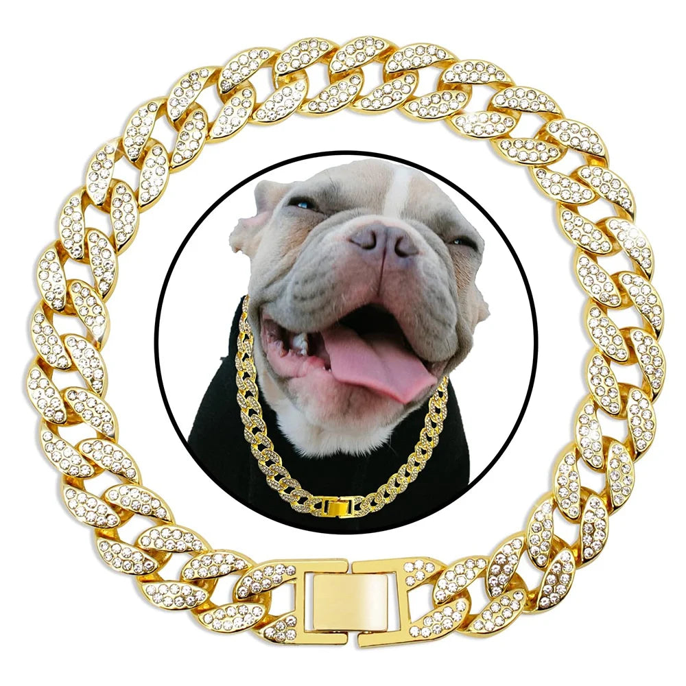 RoyalPaws Gold Diamond Cuban Link Dog Collar