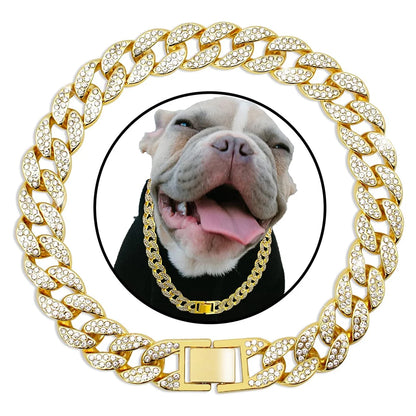 RoyalPaws Gold Diamond Cuban Link Dog Collar