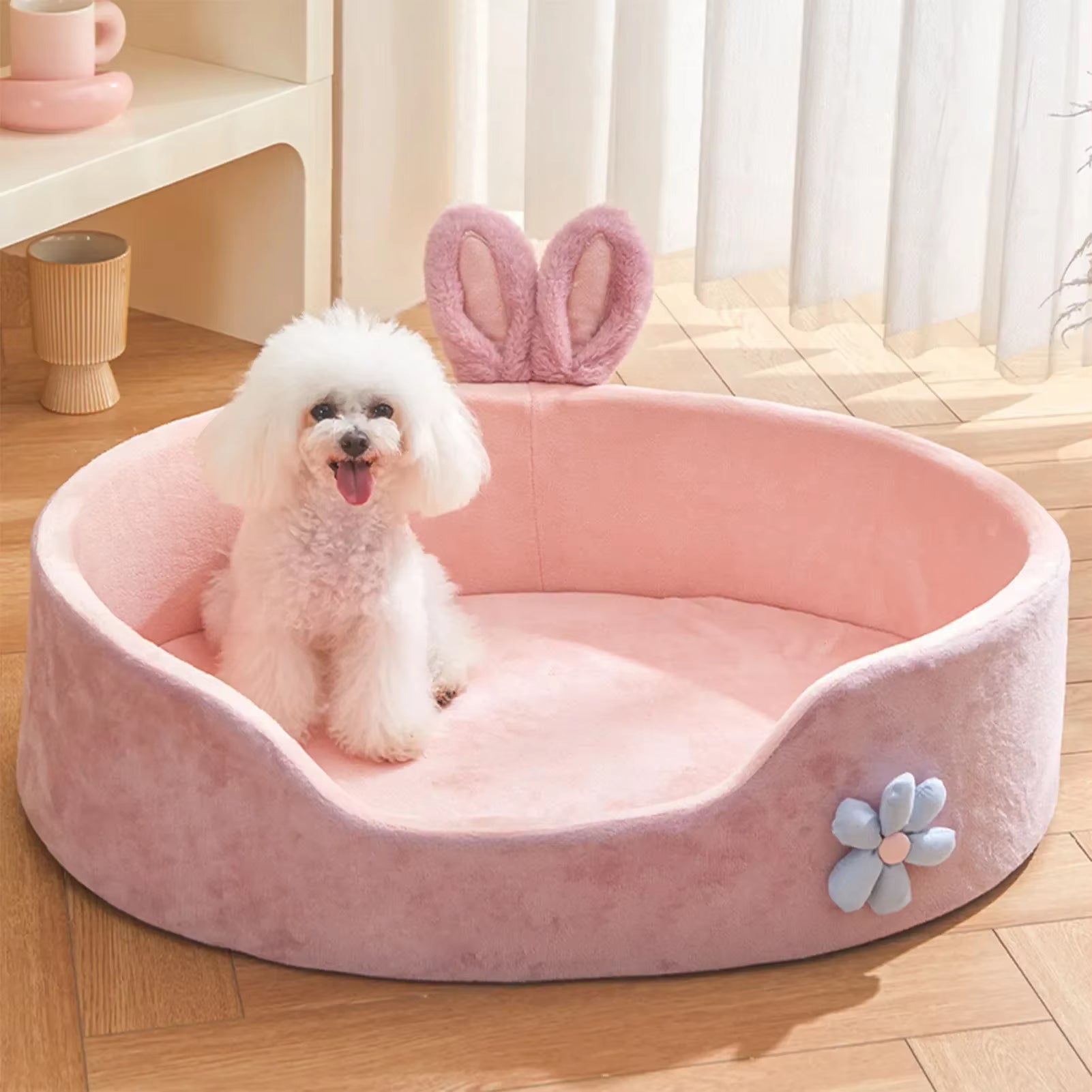 CozyNest Year-Round Pet Lounger – Pink Edition