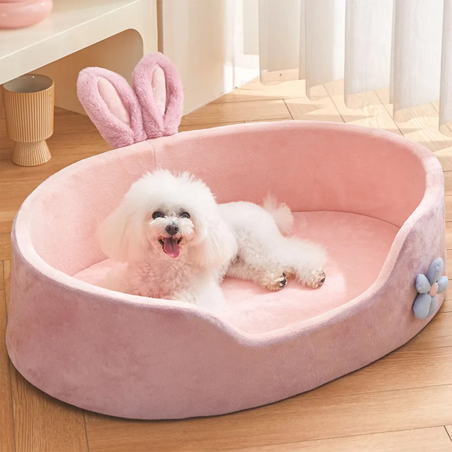 CozyNest Year-Round Pet Lounger – Pink Edition