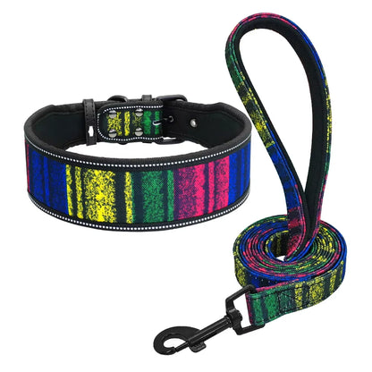 GlowStride Reflective Nylon Dog Collar & Leash Set
