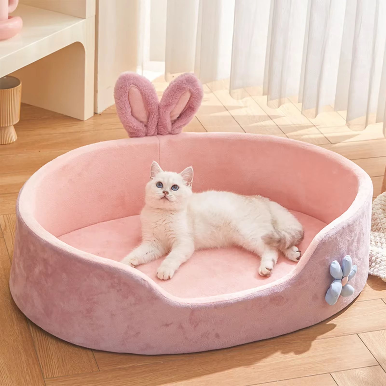 CozyNest Year-Round Pet Lounger – Pink Edition