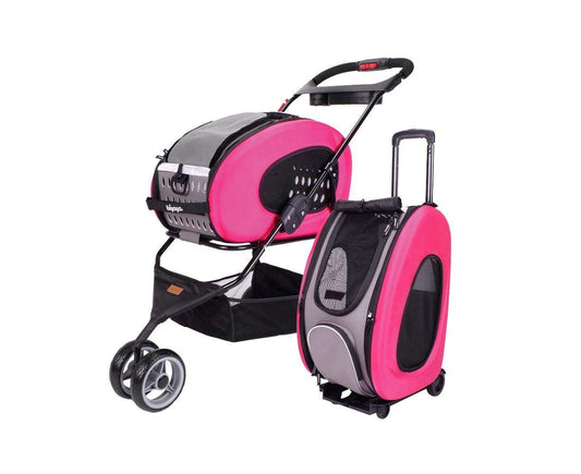 Ibiyaya EVA 5-in-1 Combo Pet Carrier + Stroller Hot Pink