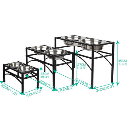 Pawevo Dual Elevated Stainless Steel Pet Feeder