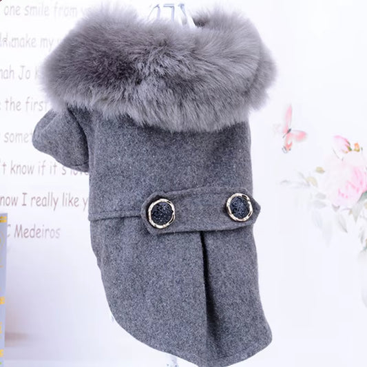 Winter Pet Jacket with Faux Fur Collar