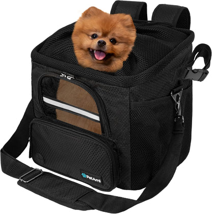 OzzRide Soft-Sided Ventilated Dog Handlebar Carrier with Safety Strap (Black)